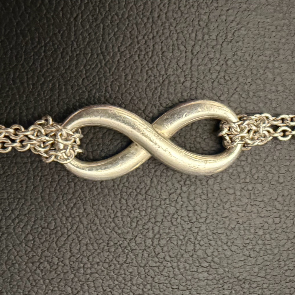 Tiffany & Co. Infinity Double Chain Bracelet 925 Sterling Silver – 7” - Picture 3 of 10